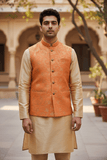 Burnt Orange - Rich Brocade - Mens Traditional Waistcoat - UK Stock - VNS-JKT01 10KK25 - Prachy Creations