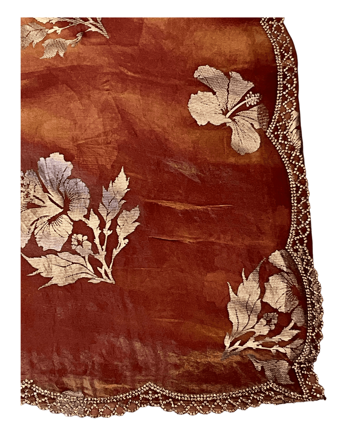 Burnt Orange / Rust - Floral Printed Blouse Piece - UK stock - 24hr Dispatch - RS2504 VP - Prachy Creations