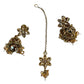 Champagne / Crystal - Medium Size Antique Gold Finish Long Necklace Set with Earrings - RAK411 H 0525 - Prachy Creations