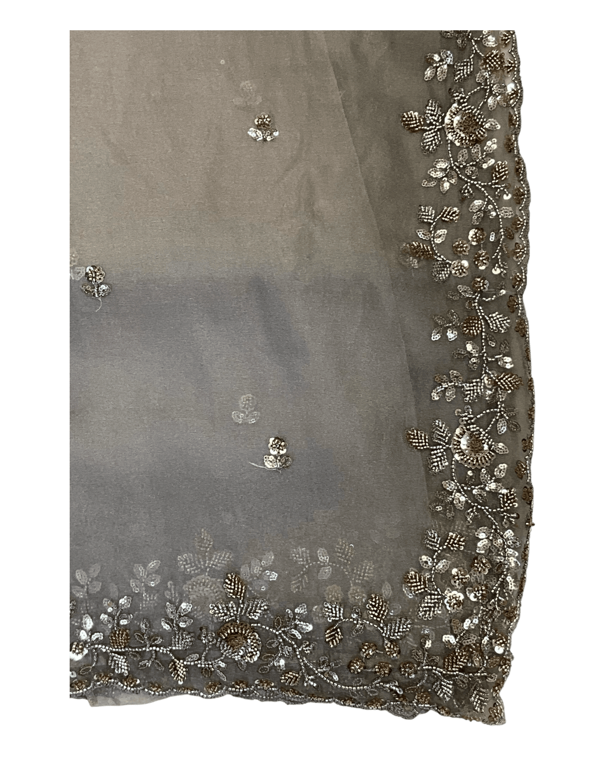 Champagne / Light Brown - Rich Saree with Bead Embroidery and Blouse Piece - UK stock - 24hr Dispatch - RS2523 TH - Prachy Creations