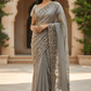 Champagne / Light Brown - Rich Saree with Bead Embroidery and Blouse Piece - UK stock - 24hr Dispatch - RS2523 TH - Prachy Creations