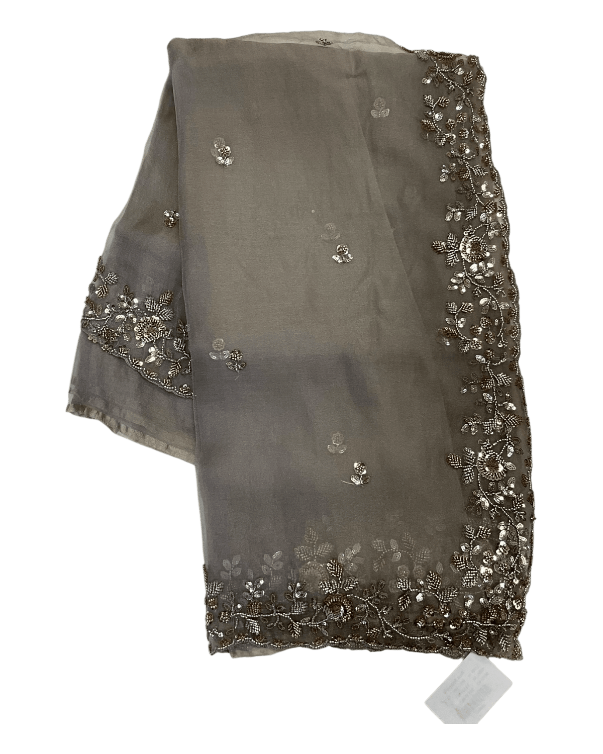 Champagne / Light Brown - Rich Saree with Bead Embroidery and Blouse Piece - UK stock - 24hr Dispatch - RS2523 TH - Prachy Creations