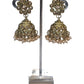 Champagne - Medium Size Antique Gold Finish Necklace Set with Earrings - PRI1786 11H24 - Prachy Creations