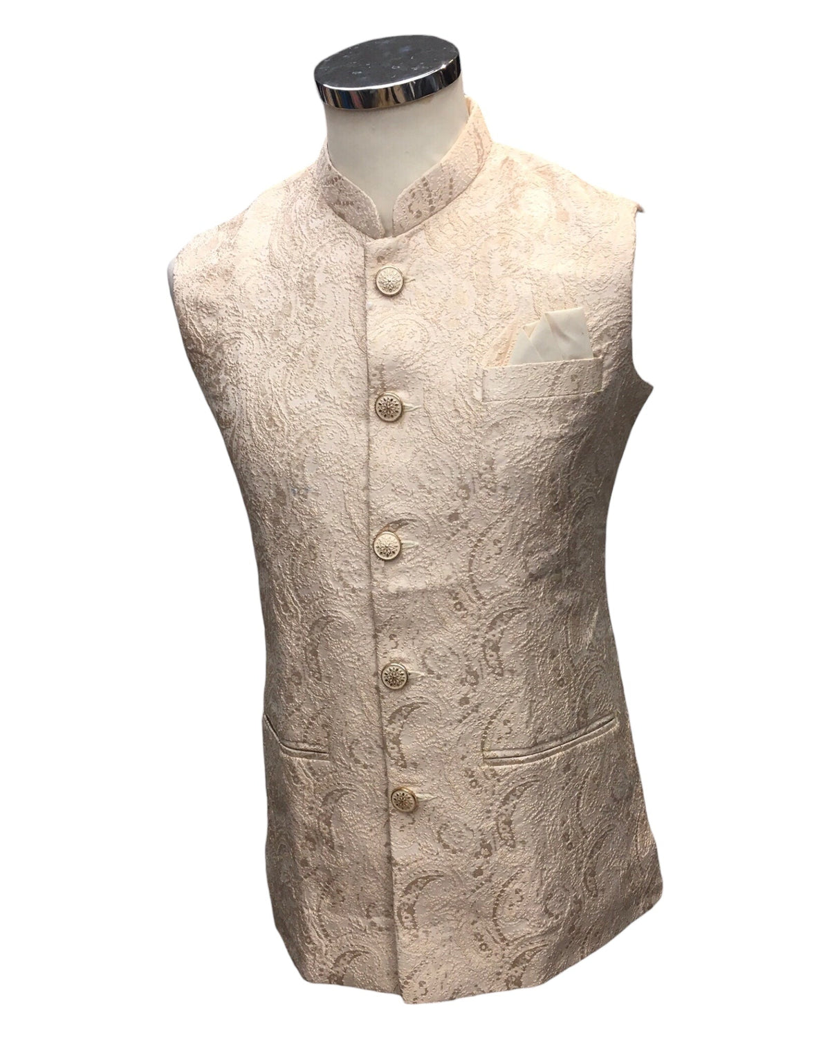 Champagne - Rich Suiting Material Mens Indian Waistcoat - Amazing Fit - Great Quality - YD2425 KH 0824 - Prachy Creations
