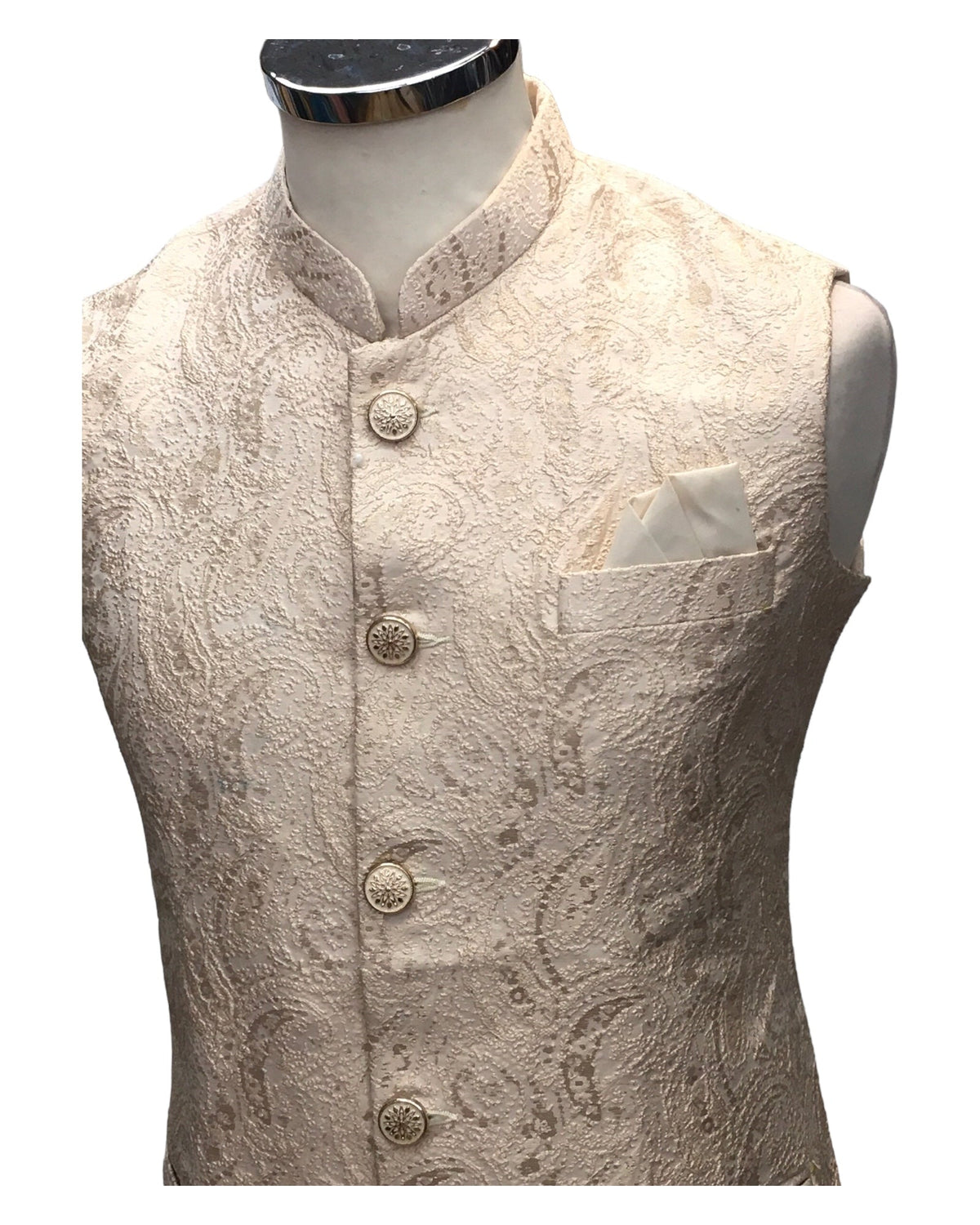 Champagne - Rich Suiting Material Mens Indian Waistcoat - Amazing Fit - Great Quality - YD2425 KH 0824 - Prachy Creations