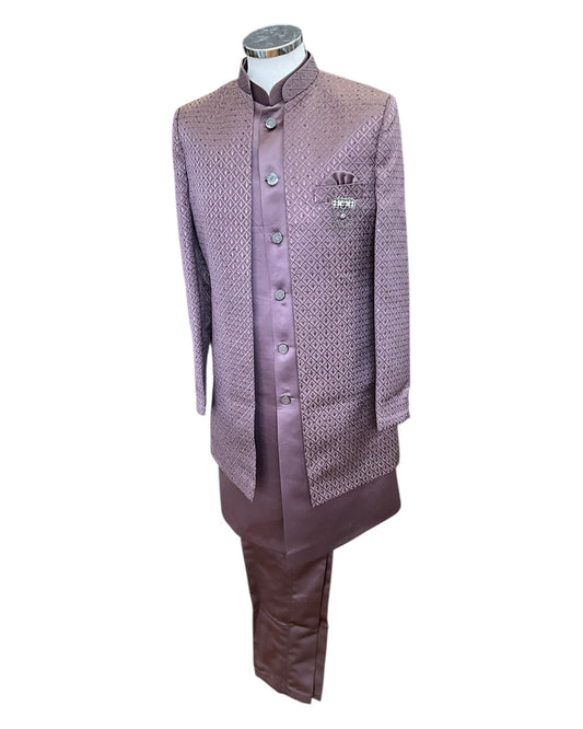 Chestnut Brown - PREMIUM Mens Knee Length Jacket with Long Waistcoat - Sherwani / Indo Western - Fantastic Fit - KCS6633 05RY25 - Prachy Creations