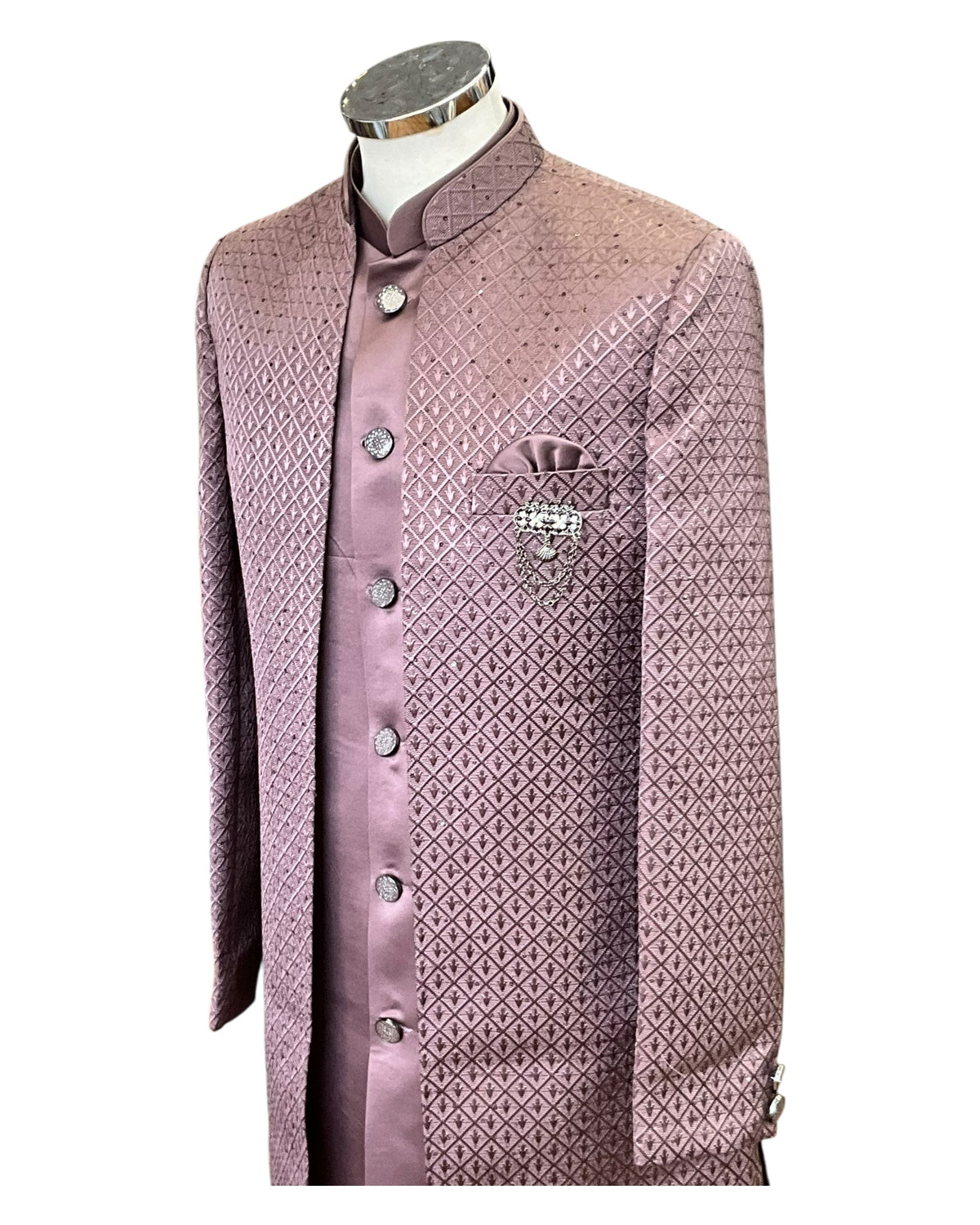 Chestnut Brown - PREMIUM Mens Knee Length Jacket with Long Waistcoat - Sherwani / Indo Western - Fantastic Fit - KCS6633 05RY25 - Prachy Creations