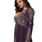 Chiffon - Purple Anarakali Long Dress with Trousers - Size 14 (Bust 40") - Inside Margin to let out ( 3 to 4")VF66574 TY 1024 - Prachy Creations