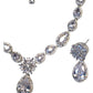 Clear - American Diamond Style Silver Finish Small Size Necklace Set with Earrings - AE2422 11H24 - Prachy Creations