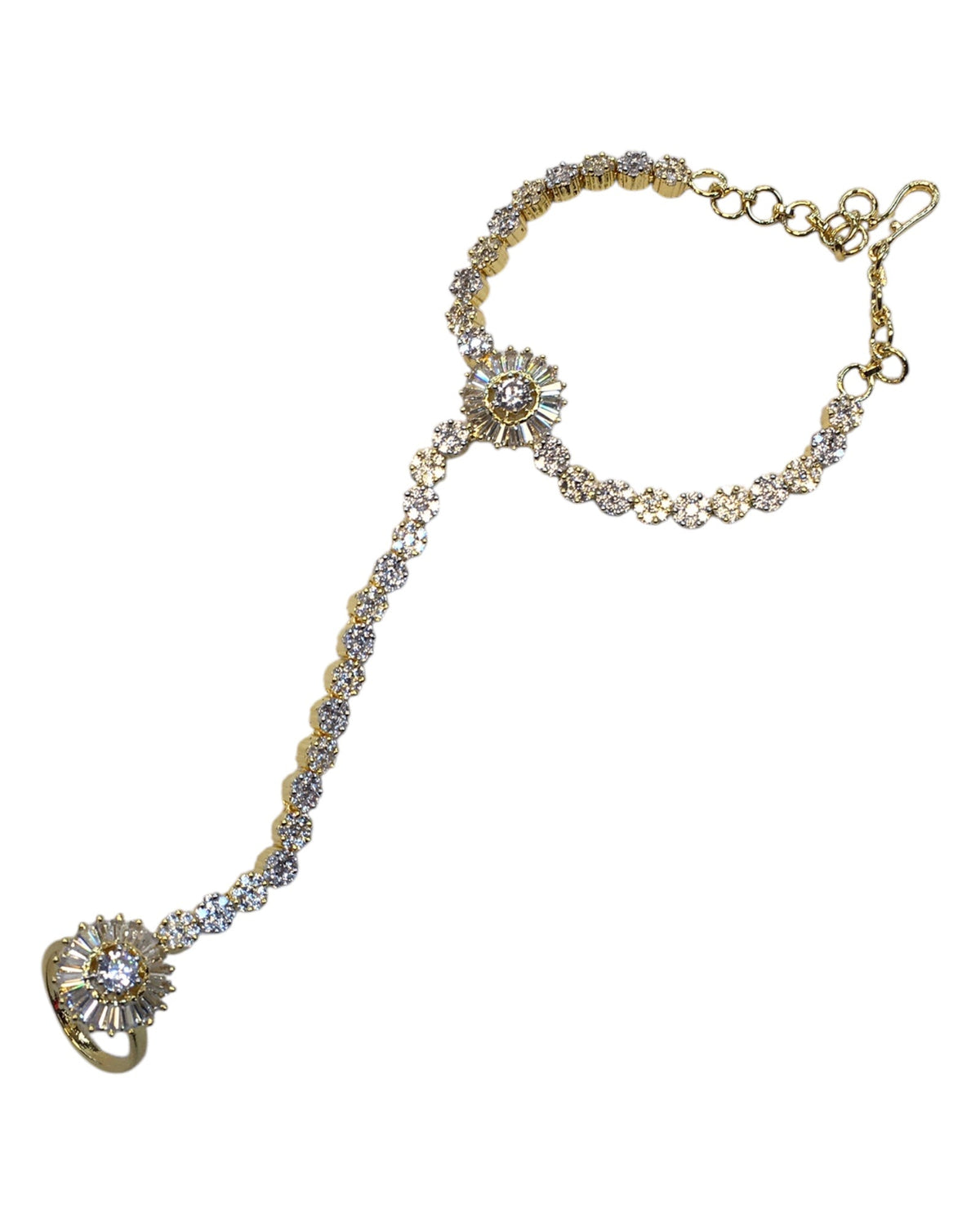 Clear - Gold Finish Panja / Indian Ladies Hand Accessory - Fashion Jewellery - Bollywood - Weddings - AE2444 11Rp24 - Prachy Creations