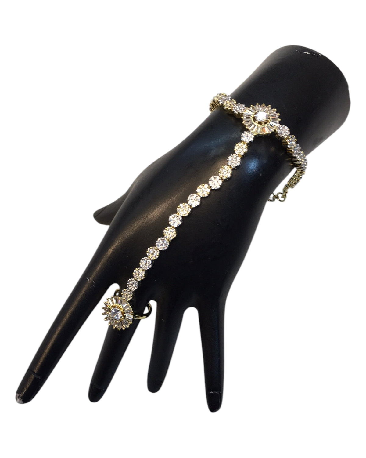 Clear - Gold Finish Panja / Indian Ladies Hand Accessory - Fashion Jewellery - Bollywood - Weddings - AE2444 11Rp24 - Prachy Creations