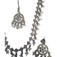 Clear - Large Size Silver Finish Long Necklace Set with Earrings - RZ13 11KT24 - Prachy Creations