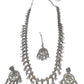 Clear - Large Size Silver Finish Long Necklace Set with Earrings - RZ13 11KT24 - Prachy Creations