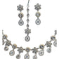 Clear - Silver Finish Necklace & Earrings Set - Bollywood - Weddings - KAJ1038 11KV24 - Prachy Creations