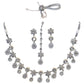 Clear - Silver Finish Necklace & Earrings Set - Bollywood - Weddings - KAJ1038 11KV24 - Prachy Creations