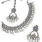 Clear - Silver Finish Necklace & Earrings Set - Bollywood - Weddings - KAJ1039 11KK24 - Prachy Creations