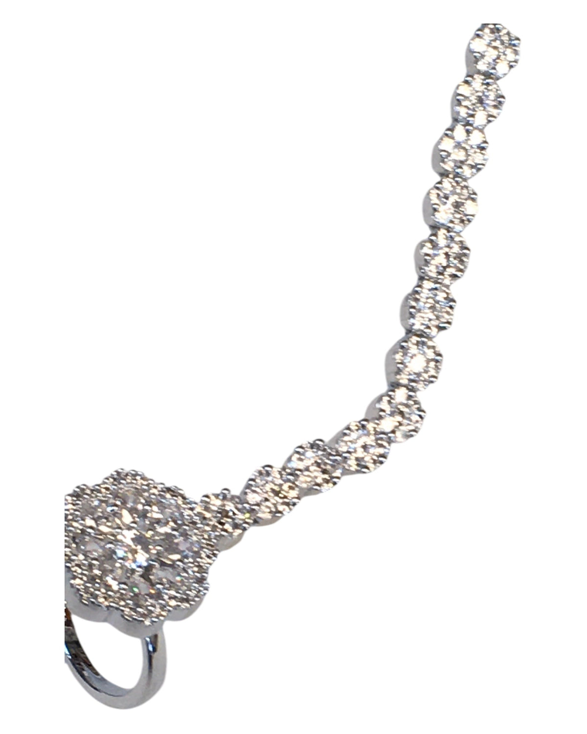 Clear - Silver Finish Panja / Indian Ladies Hand Accessory - Fashion Jewellery - Bollywood - Weddings - AE2444 11Rp24 - Prachy Creations