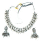 Clear / Silver - Medium Size Silver Finish Necklace Set with Earrings - RAK415 08A25 - Prachy Creations
