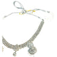 Clear / Silver - Small Size Silver Finish Necklace Set with Earrings - SJ05 08C25 - Prachy Creations