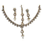 Clear - Small Size Antique Gold Finish Necklace Set with Earrings & Head Piece /Tika- SLV78 11Ap24 - Prachy Creations