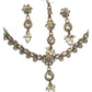 Clear - Small Size Antique Gold Finish Necklace Set with Earrings & Head Piece /Tika- SLV78 11Ap24 - Prachy Creations