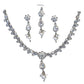 Clear - Small Size Silver Finish Necklace Set with Earrings & Head Piece /Tika- SLV78 11Ap24 - Prachy Creations