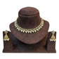 Clear White - Medium Size Antique Gold Finish Necklace Set with Earrings - RAK375 Pp - Prachy Creations