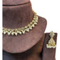 Clear White - Medium Size Antique Gold Finish Necklace Set with Earrings - RAK375 Pp - Prachy Creations