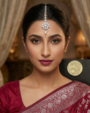 Clear / White - Silver Finish Small Size Tika Head Piece - Indian Ladies Fashion Jewellery - AE2434 11Vp24 - Prachy Creations