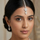 Clear / White - Silver Finish Small Size Tika Head Piece - Indian Ladies Fashion Jewellery - AE2436 11Vp24 - Prachy Creations