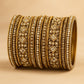 Clear White Stone and Pearl - Antique Gold Finish Bangles Set (Set of 18) - UK stock - SM, M, L, XL JAN2611 05P25 - Prachy Creations