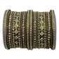 Clear White Stone and Pearl - Antique Gold Finish Bangles Set (Set of 18) - UK stock - SM, M, L, XL JAN2611 05P25 - Prachy Creations