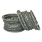 Clear White Stone and Pearl - Silver Finish Bangles Set (Set of 18) - UK stock - SM, M, L, XL JAN2611 05P25 - Prachy Creations