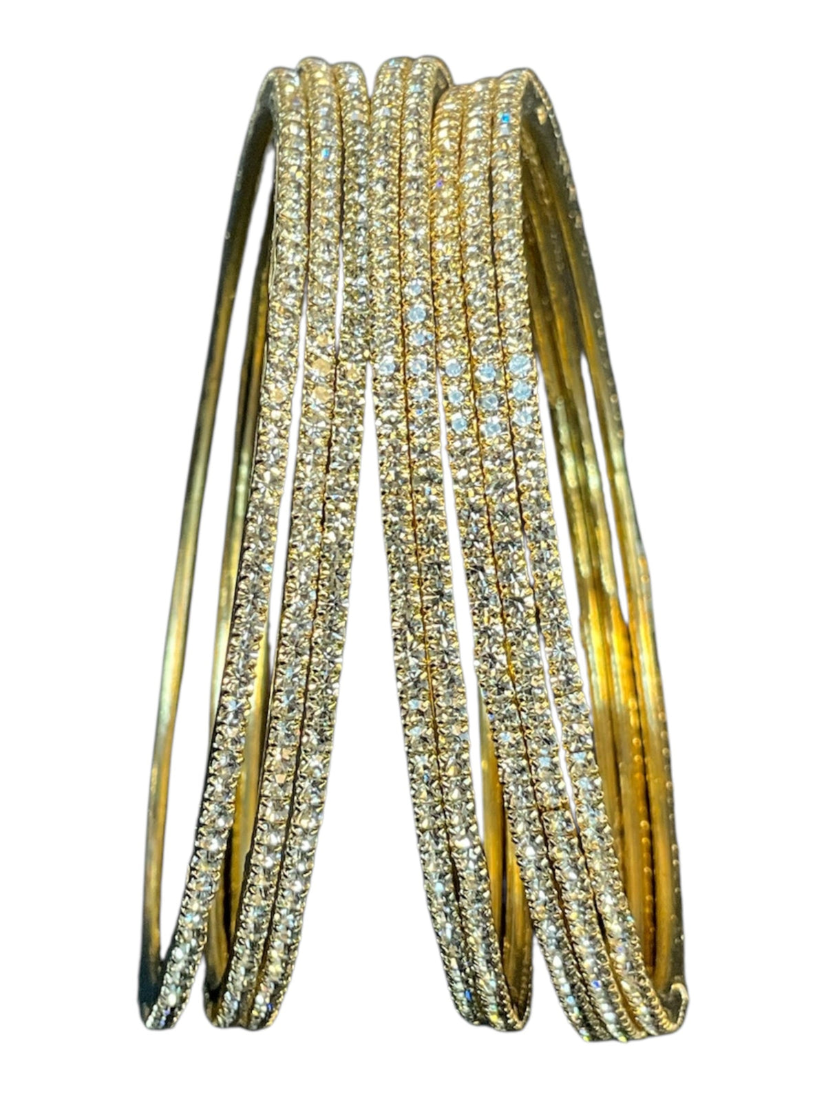 Clear / White Stones - Set of 8 Diamante Stone Bangles - M to XXL - HAN2602 07Ka26 - Prachy Creations