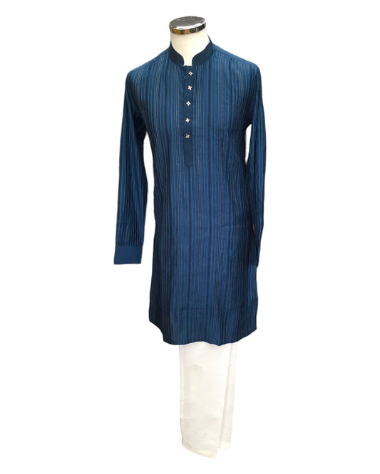 Cobalt Blue - Designer Mens Indian Kurta Set - Weddings / Walimas , Sangeet, Eid, Mehndi / Henna - HHF2414 09KR24 - Prachy Creations