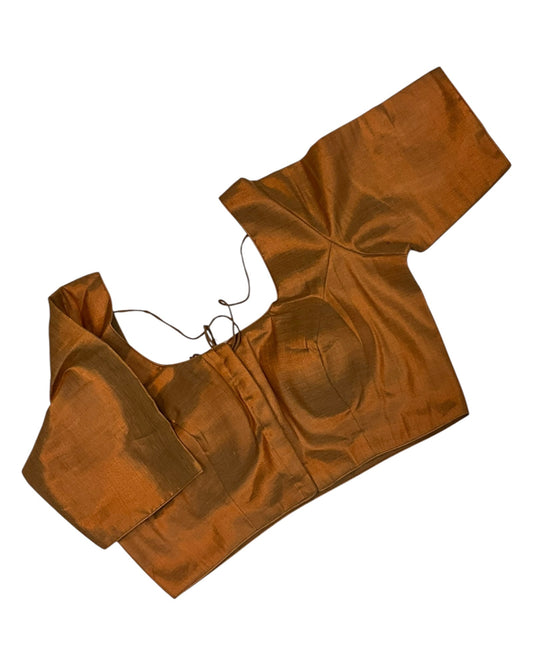 Copper Brown - Silky Saree blouse - UK Stock - Next Day / 2-3 Days Delivery - Size 34"-46" - XS, S, M, L, XL, XXL - VFL289 R - Prachy Creations