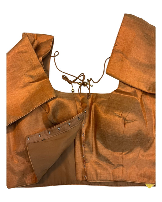 Copper Brown - Silky Saree blouse - UK Stock - Next Day / 2-3 Days Delivery - Size 34"-46" - XS, S, M, L, XL, XXL - VFL289 R - Prachy Creations