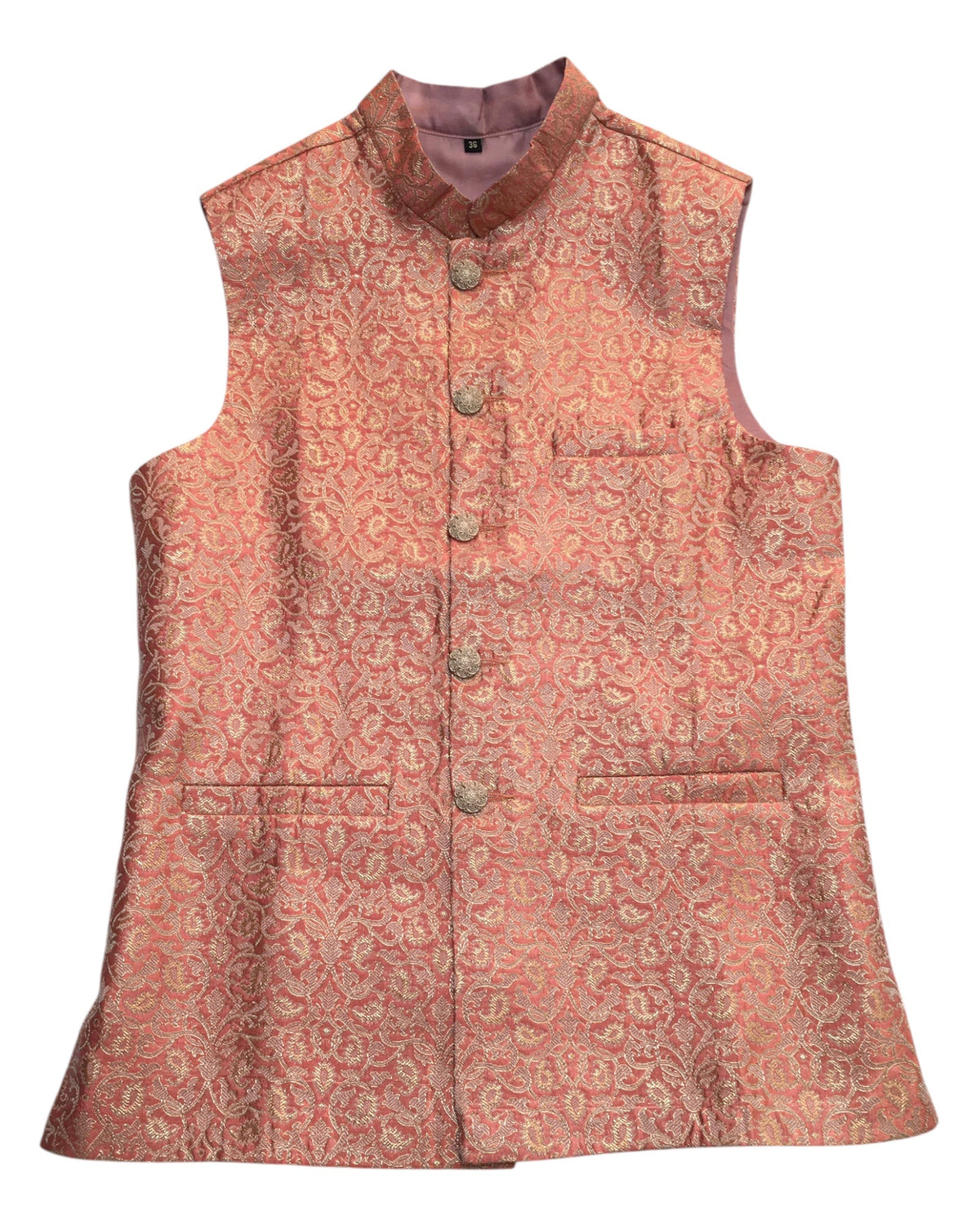 Coral - Banarasi Handloom Brocade Mens Waistcoat - UK Stock- Dispatch in 24 hrs - KCS241102 KK - Prachy Creations