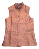 Coral - Banarasi Handloom Brocade Mens Waistcoat - UK Stock- Dispatch in 24 hrs - KCS241102 KK - Prachy Creations
