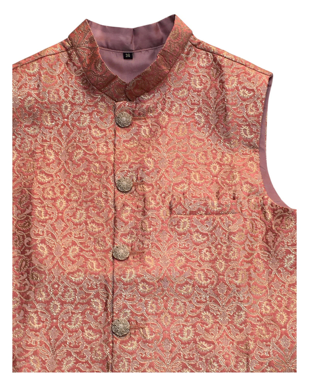 Coral - Banarasi Handloom Brocade Mens Waistcoat - UK Stock- Dispatch in 24 hrs - KCS241102 KK - Prachy Creations