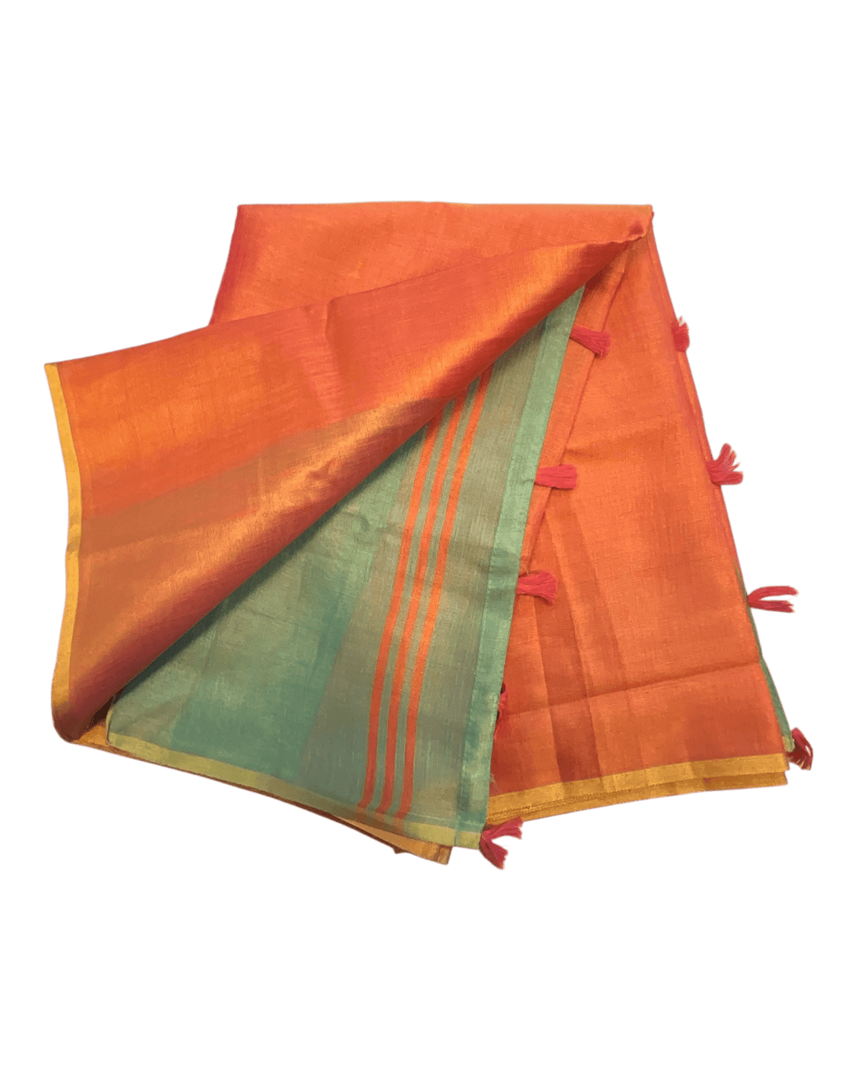 Coral - Classic Plain Cotton Silky Fancy Saree with Blouse Piece - UK Stock - 2/3 days Delivery 12KV25 RP514 - Prachy Creations