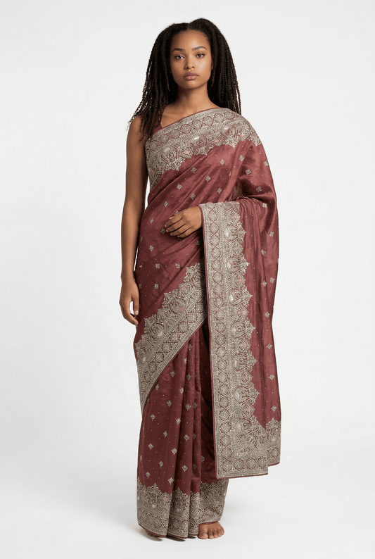 Coral - Fancy Party Saree with Blouse Piece - UK stock - 24hr Dispatch - VFU5348 03VV26 - Prachy Creations