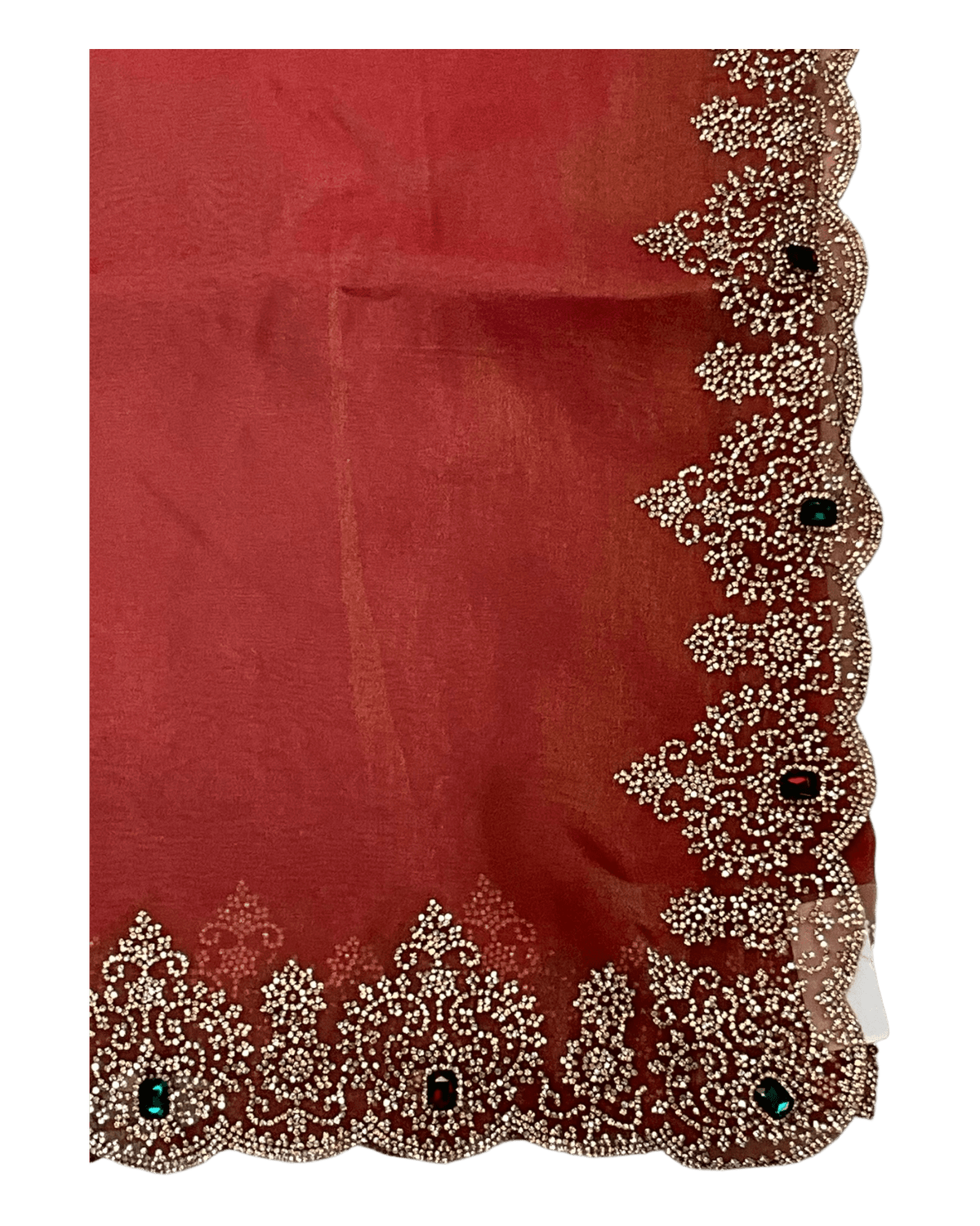 Coral Pink - Rich Saree with Stone Work and Blouse Piece - UK stock - 24hr Dispatch - RS2502 TH - Prachy Creations