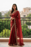 Coral Pink - Rich Saree with Stone Work and Blouse Piece - UK stock - 24hr Dispatch - RS2502 TH - Prachy Creations