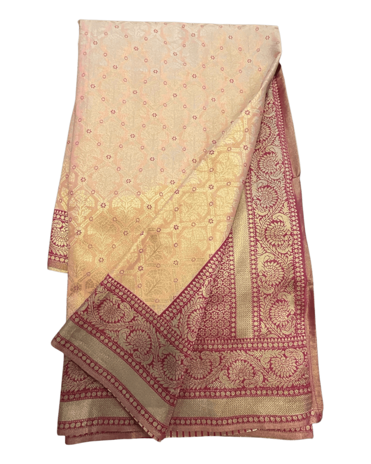 Coral / Purple - Silky Handloom Banarasi Saree with Blouse Piece - 12TY25 REW1050 - Prachy Creations