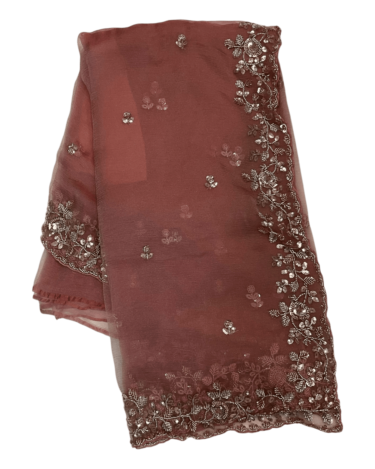 Coral - Rich Saree with Bead Embroidery and Blouse Piece - UK stock - 24hr Dispatch - RS2523 TH - Prachy Creations