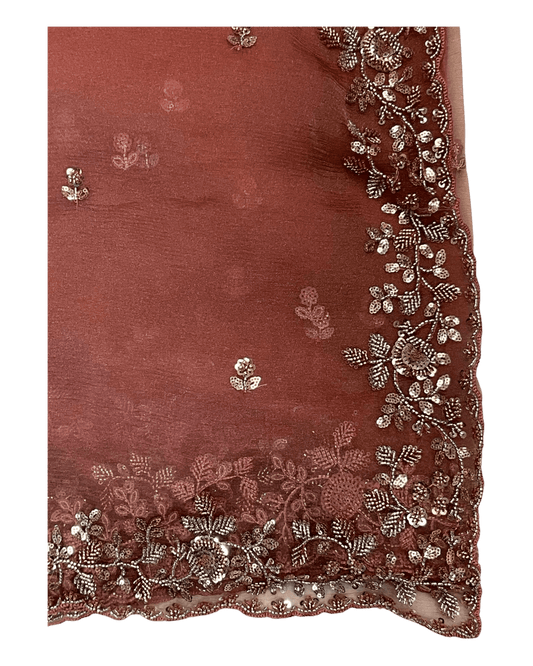 Coral - Rich Saree with Bead Embroidery and Blouse Piece - UK stock - 24hr Dispatch - RS2523 TH - Prachy Creations