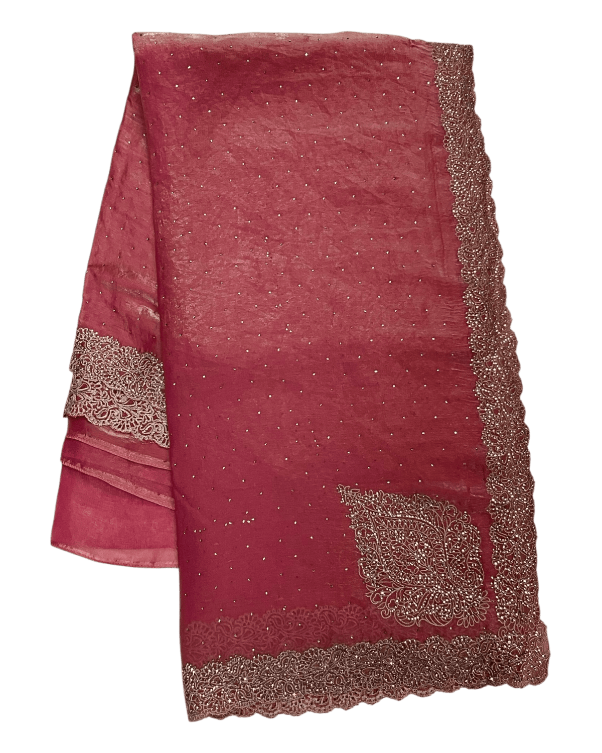 Coral - Rich Saree with Thread / Stone Embroidery and Blouse Piece - UK stock - 24hr Dispatch - RS2525 VJ - Prachy Creations