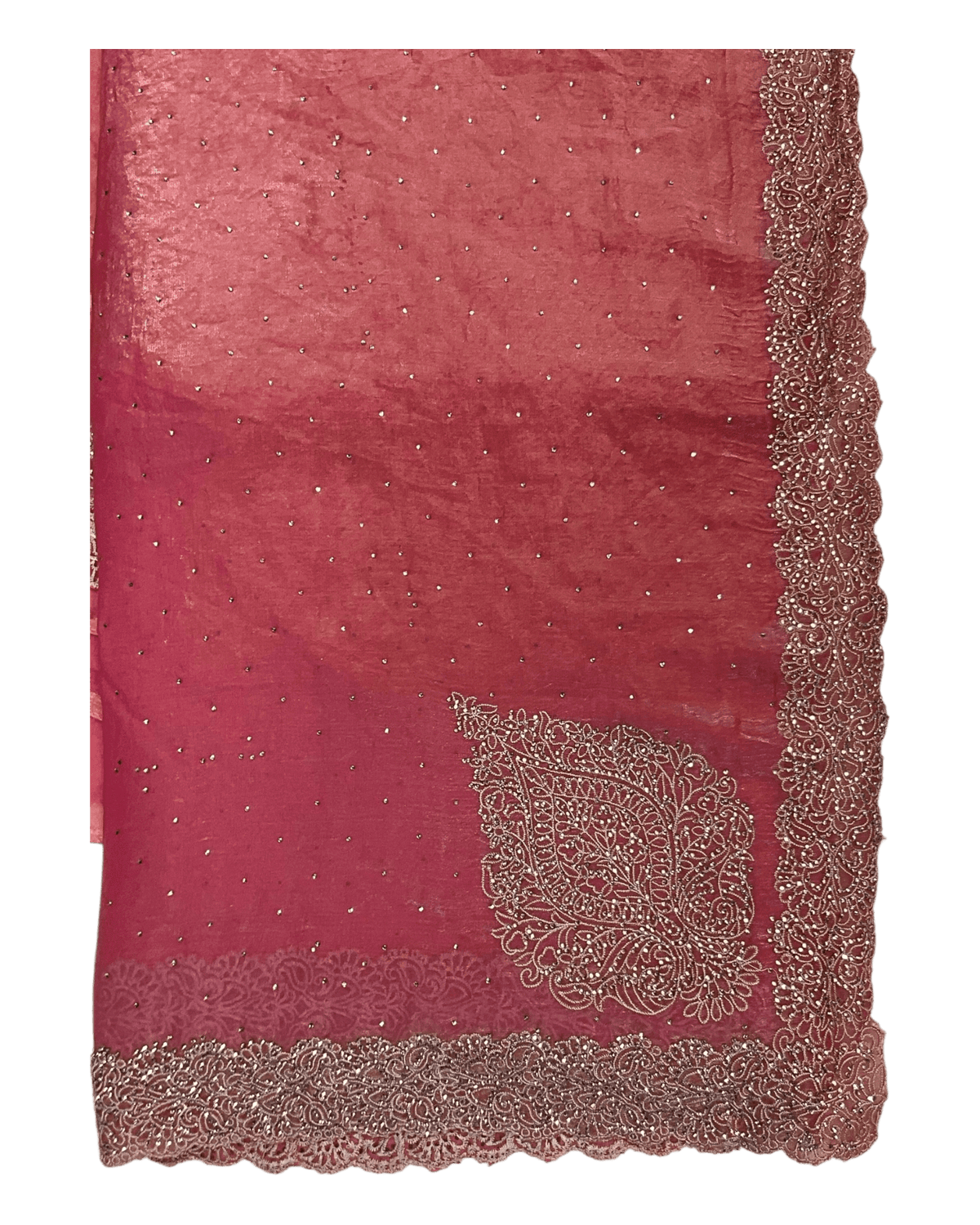 Coral - Rich Saree with Thread / Stone Embroidery and Blouse Piece - UK stock - 24hr Dispatch - RS2525 VJ - Prachy Creations