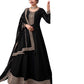 Cotton / Silky Black Anarakali Long Dress with Trousers - Size 12 (Bust 38") - Extra Margin inside - VF67743 TY 1024 - Prachy Creations